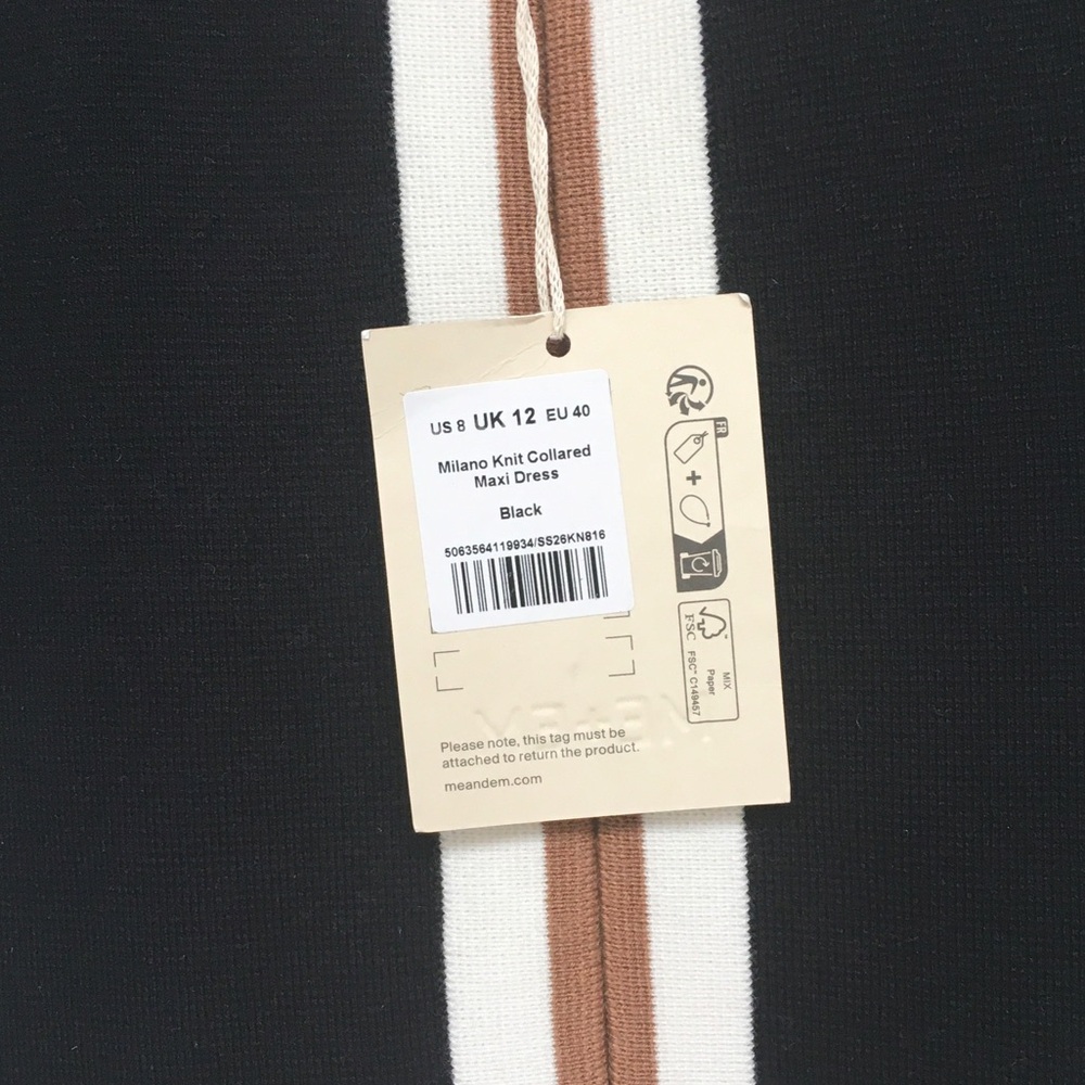 NWT! ME+EM Collared Contrast-Stripe Merino Wool-Blend Maxi Dress - Picture 3 of 6